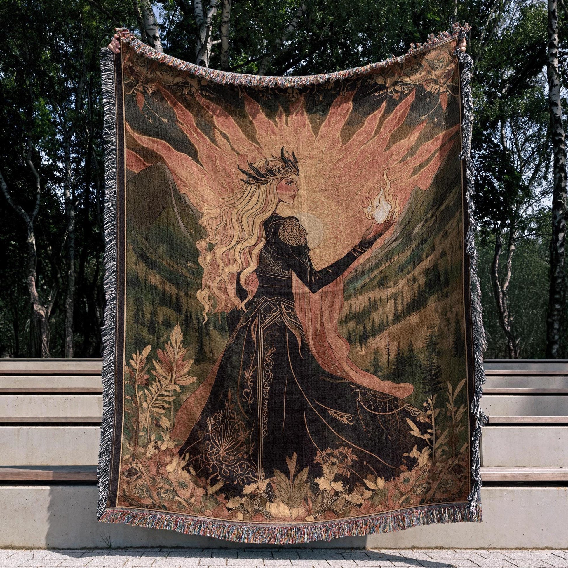 Aelin of the Wildfire Woven Blanket, Throne Of Glass Blanket, Magical Creature Home Decor BKVLR09
