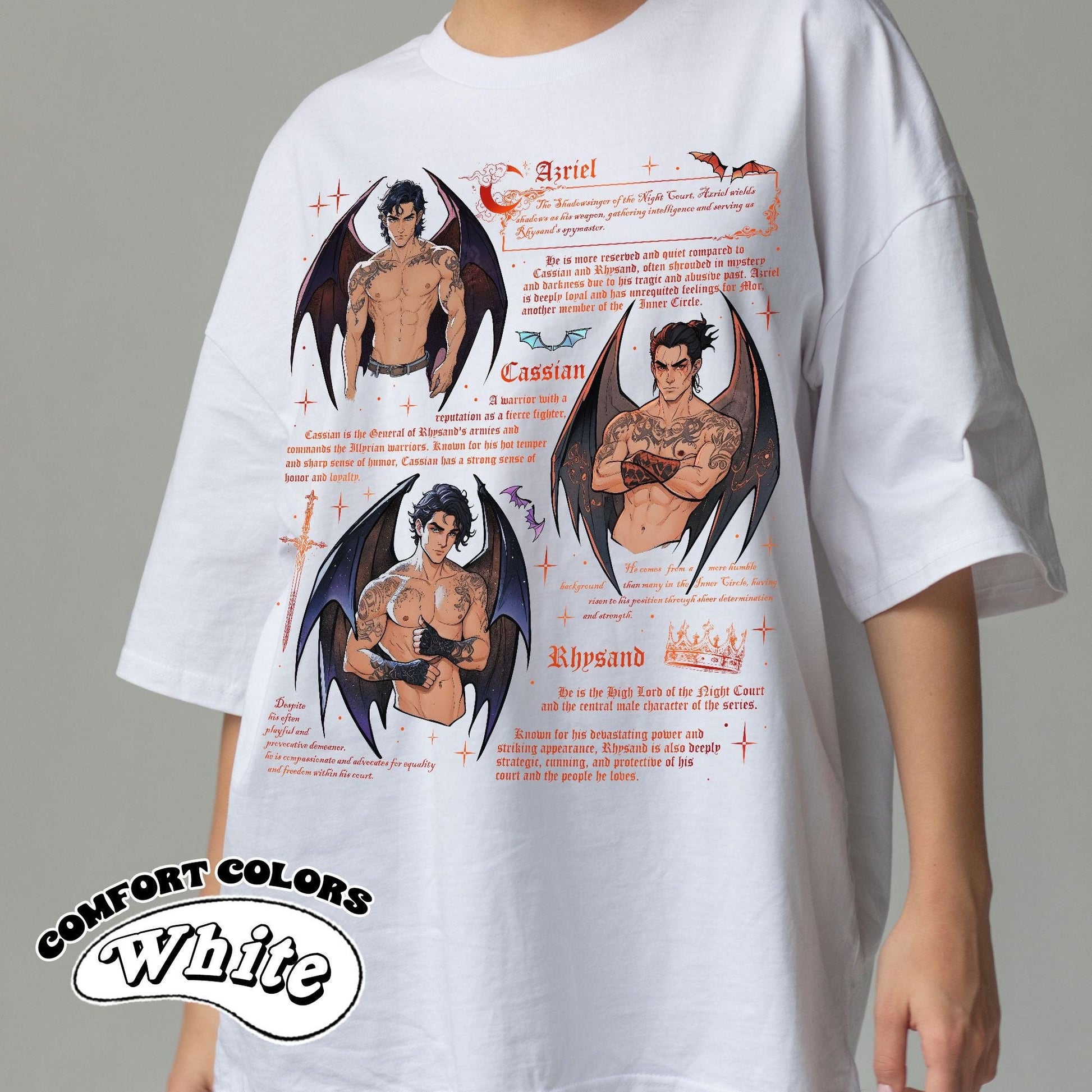 Rhysand Cassian Azriel Comfort Color T-Shirt, The Bat Boys, Vintage ACOTAR, A Court Of Thorn And Roses Rhysand Cassian Azriel CFVLR91