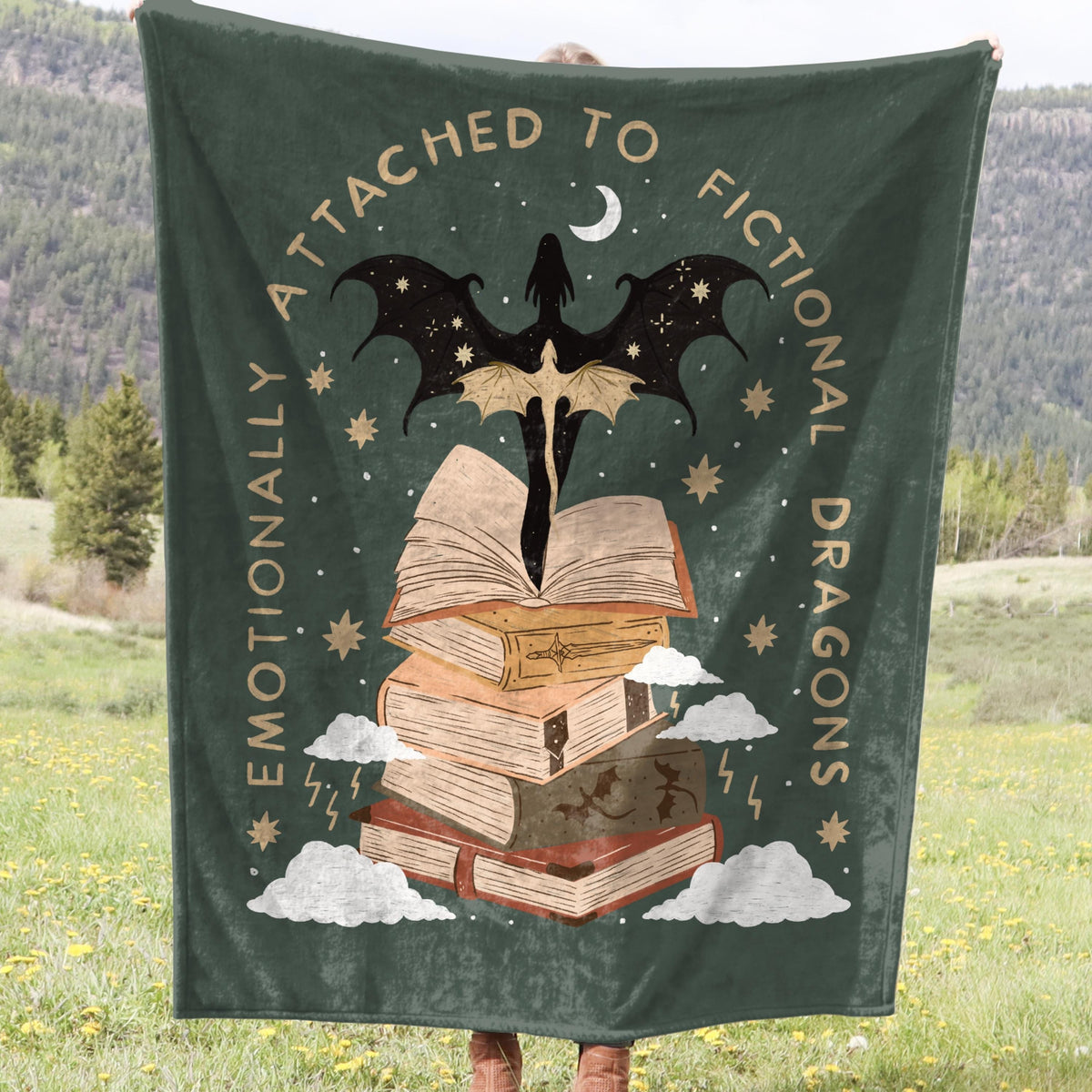 Fourth Wing Blanket, Emotionally Attached to Fictional Dragons Throw, Fantasy Book Lover Gift, Cozy Reading Blanket for Readers and Dragon Fans BKVLR33