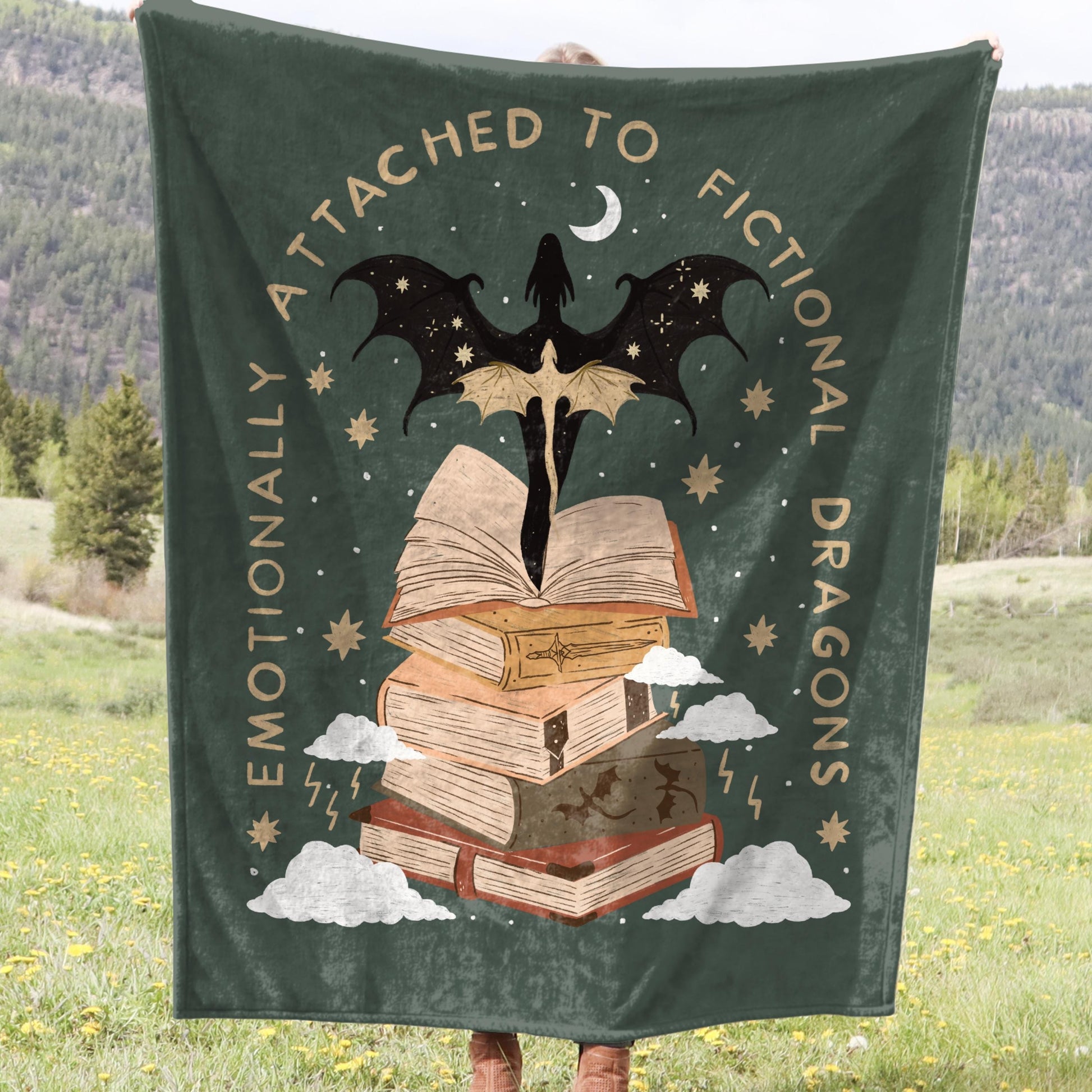 Fourth Wing Blanket, Emotionally Attached to Fictional Dragons Throw, Fantasy Book Lover Gift, Cozy Reading Blanket for Readers and Dragon Fans BKVLR33