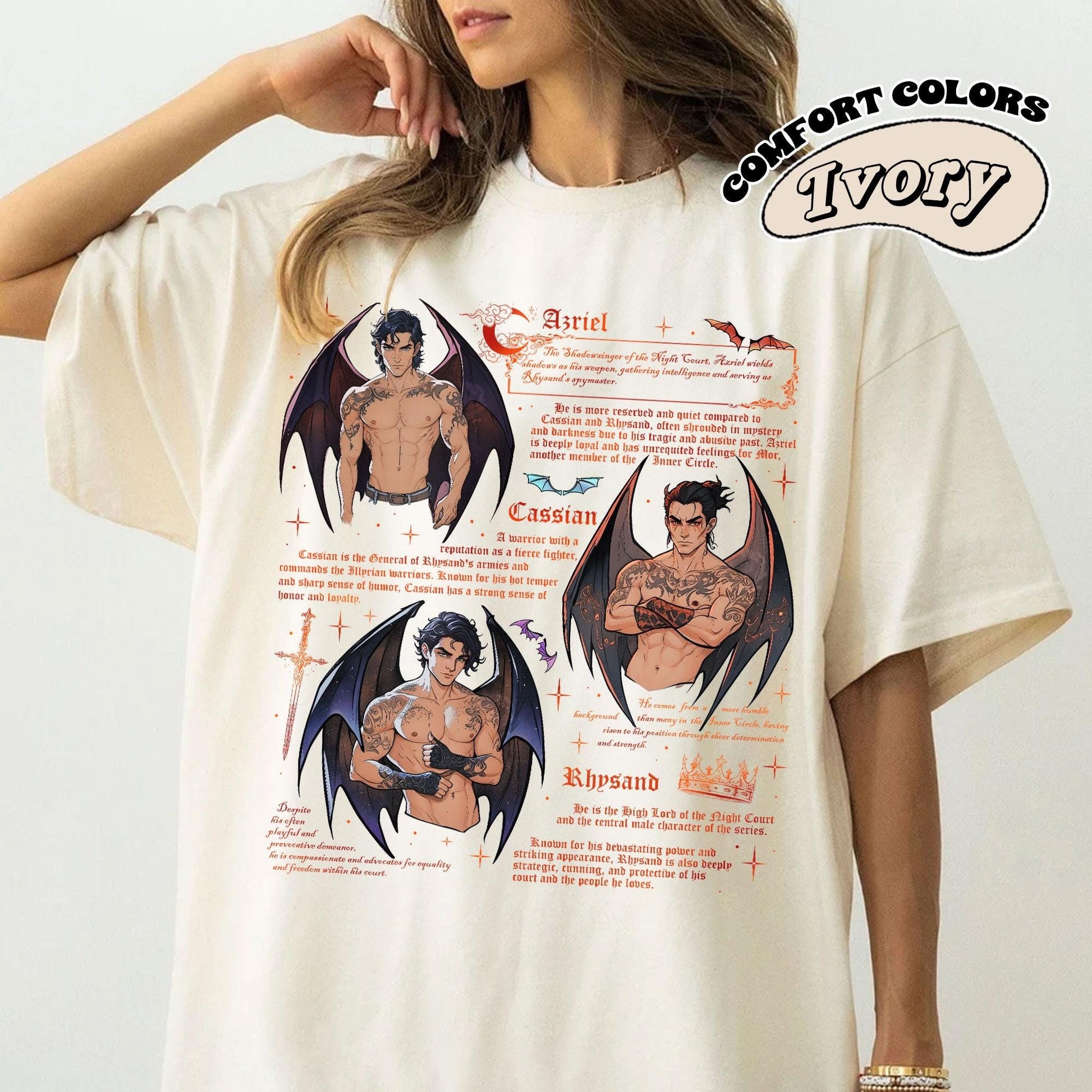 Rhysand Cassian Azriel Comfort Color T-Shirt, The Bat Boys, Vintage ACOTAR, A Court Of Thorn And Roses Rhysand Cassian Azriel CFVLR91
