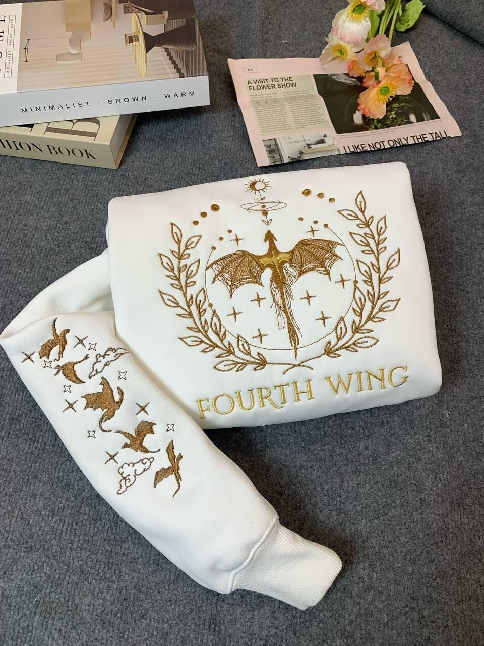 Dragon Fourth Wing Embroidered Sweatshirt, Xaden Riorson, Basgiath War College, Dragon Rider Shirt, Fantasy Bookish Gift VEMB45