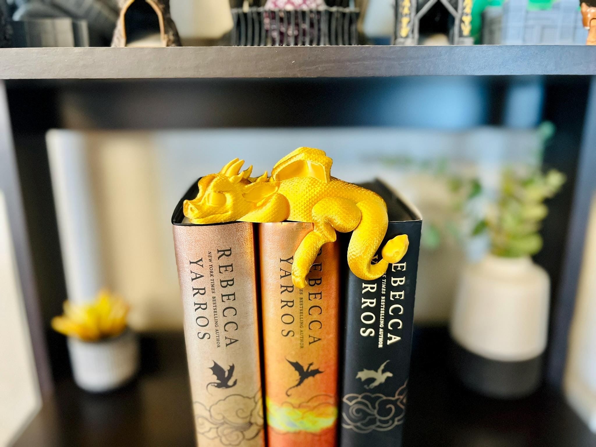 Sleeping Bookshelf Dragon, Adorable 3D Printed Dragon Decor, Fantasy Shelf Ornament, Unique Gift, Custom Colors Available