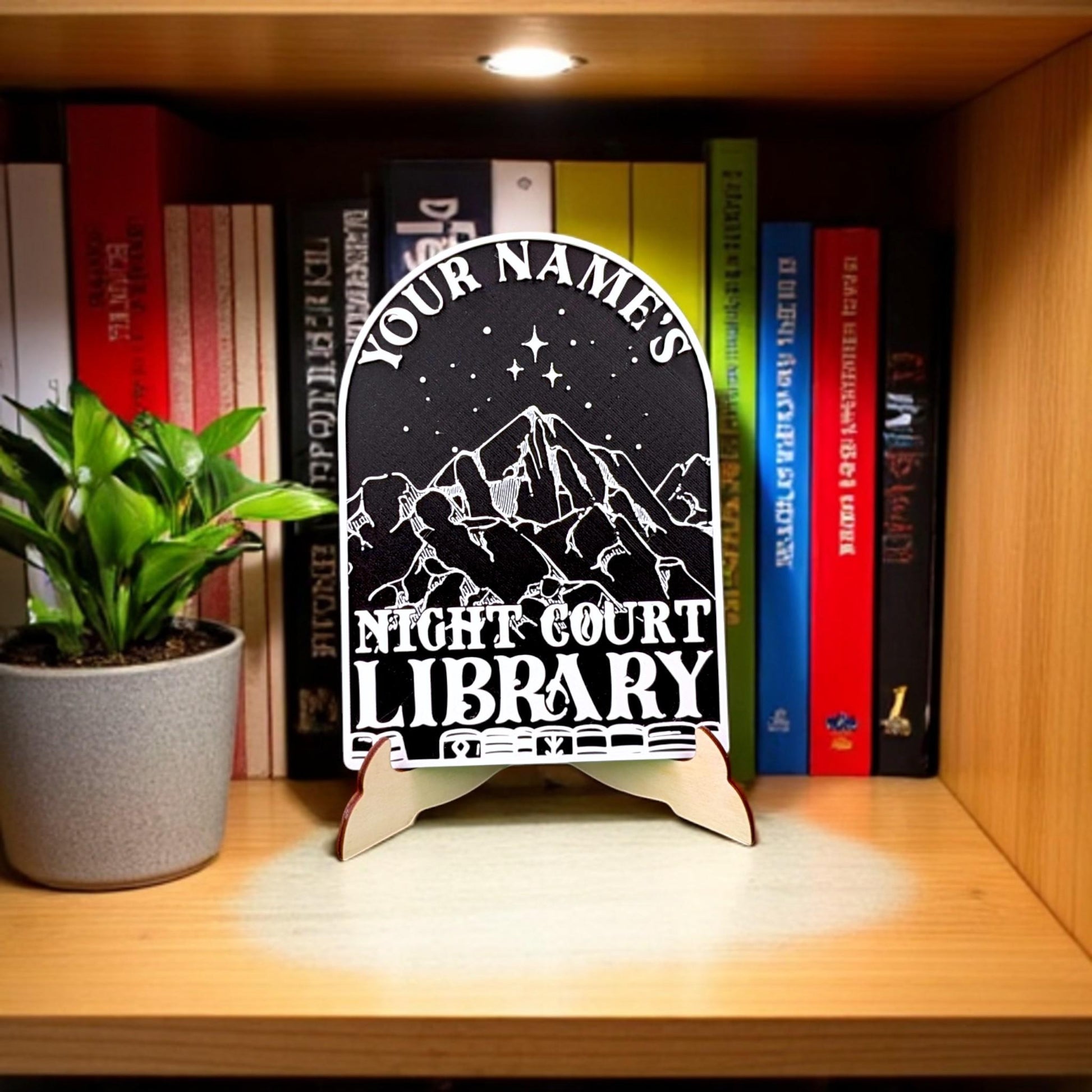 Night Court Personalized Library Sign Custom Book Decor 3D Printed Bookish Bookshelf Sign with Stand for Book Lover Gift, Reader Gift
