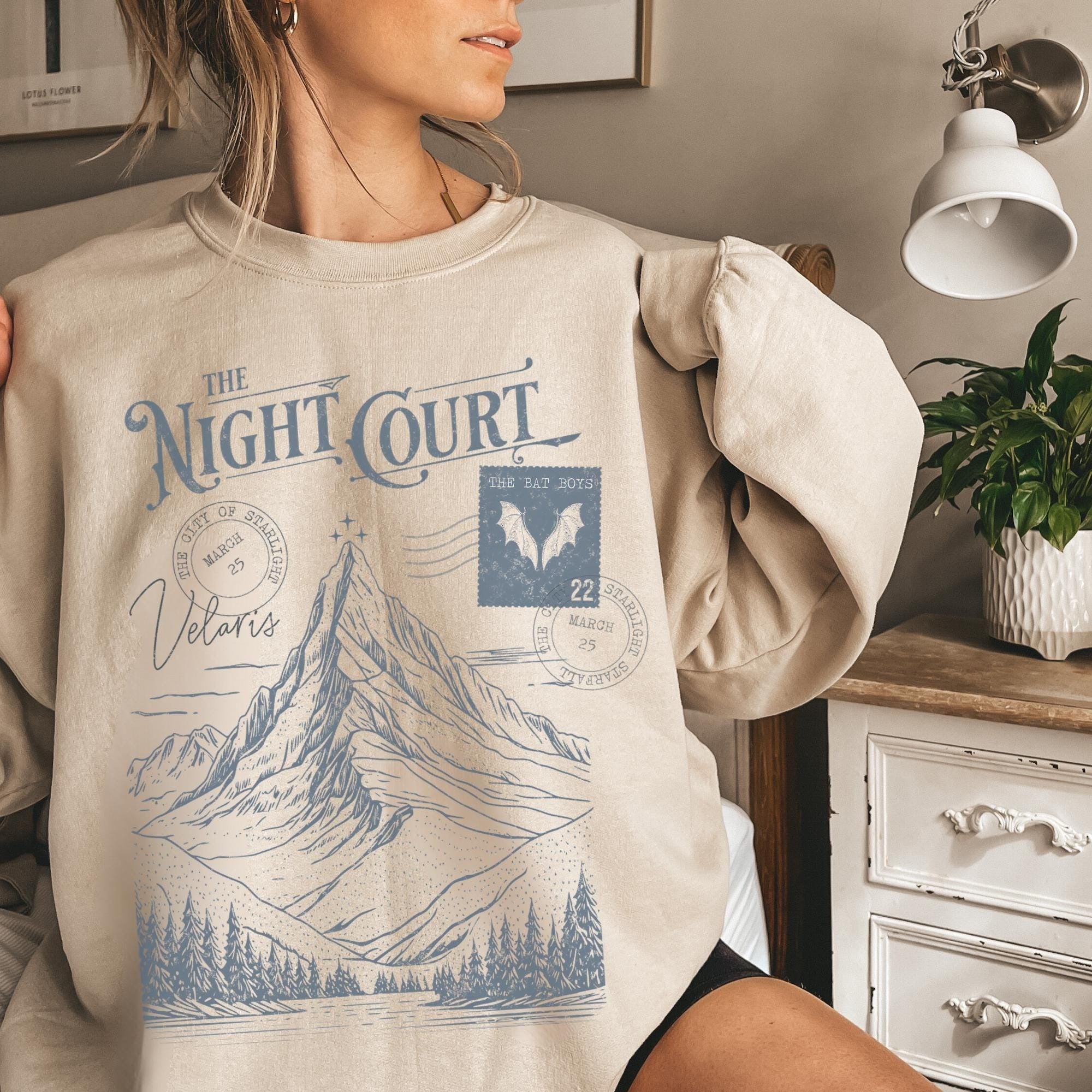 Night Court Velaris Sweatshirt, ACOTAR Bookish Pullover, City of Starlight Sarah J Maas Crewneck Shirt. VLRSN01