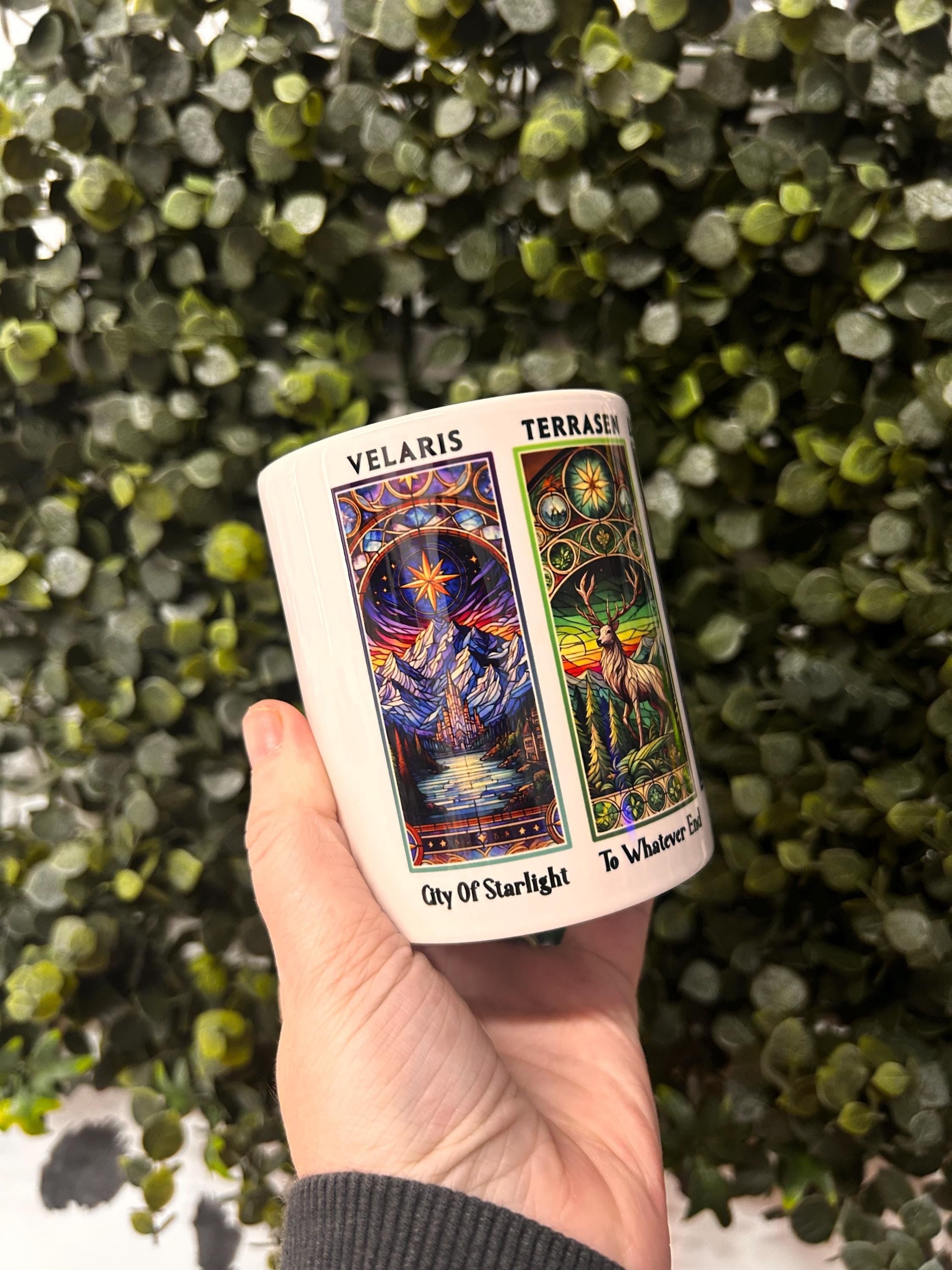 Throne Of Glas Mug, Terrasen Lunathion Fantasy Mug, To Whatever End Light It Up Cup, Bookish Gift for SJM Fans, Crescent City Throne of Glass Mug MGVLR53