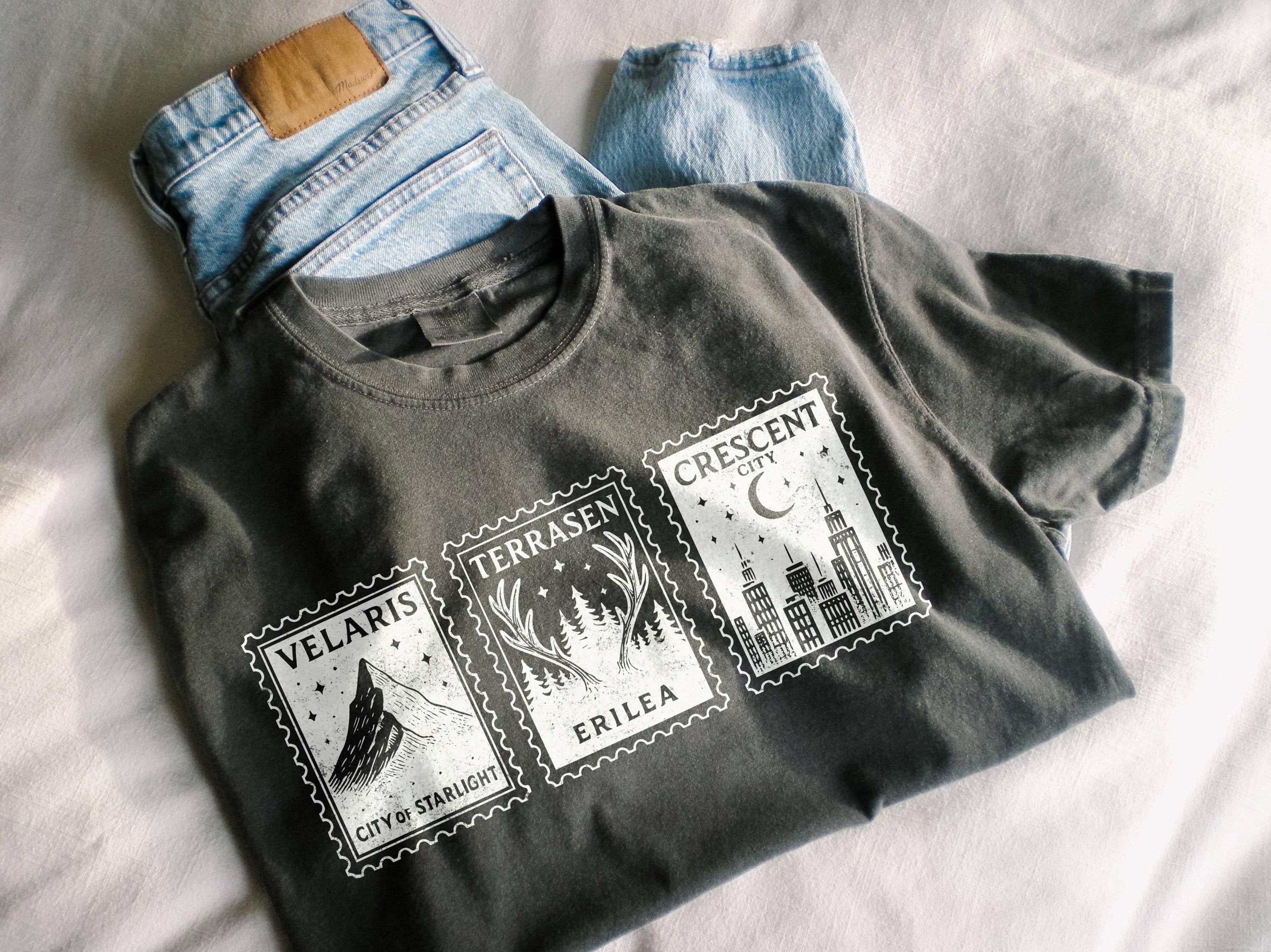 Velaris Terrasen Crescent City Shirt, ACOTAR Throne of Glass Crescent City Pullover, Sarah J Maas Bookish Crewneck