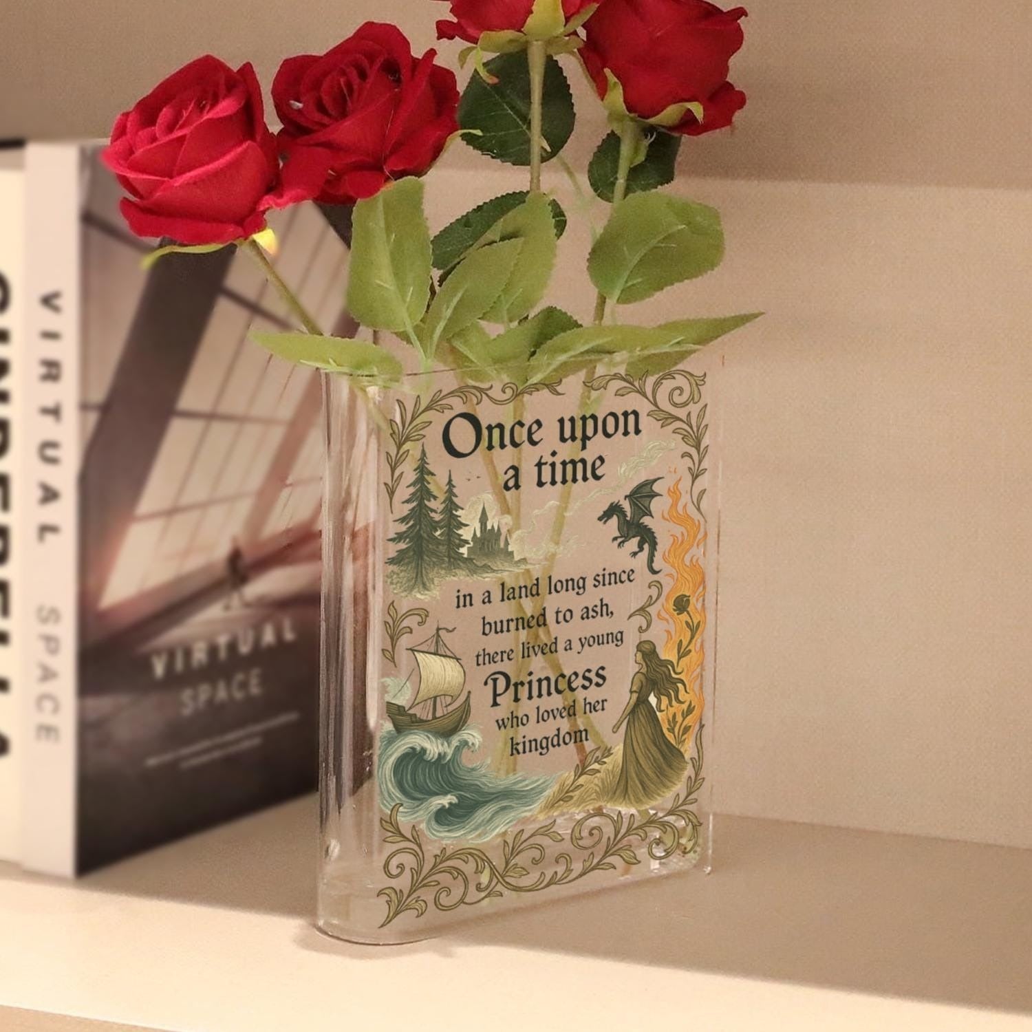 Once Upon a Time Book Vase, Officially Licensed Throne of Glass Gift, Sarah J. Maas Quote, Aelin Celaena Sardothien Book Vase, Bookish Vase VLRBV31