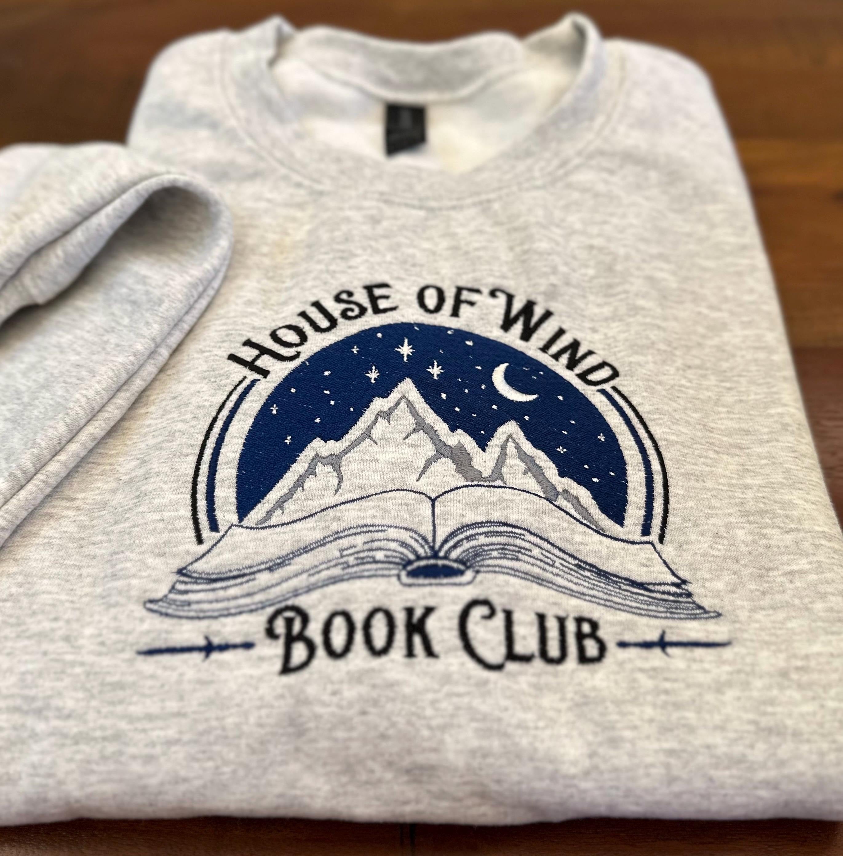 House of Wind Book Club Embroidered Sweatshirt, ACOTAR Inspired Cozy Reading Shirt, Fantasy Bookish Embroidered Crewneck VEMB54