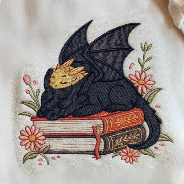 Dragon Book Embroidered Sweatshirt, Fantasy Book Reader Sweatshirt, Fourth Wing Sweater, Basgiath War College Shirt, Dragon Book Lover Shirt VEMB64