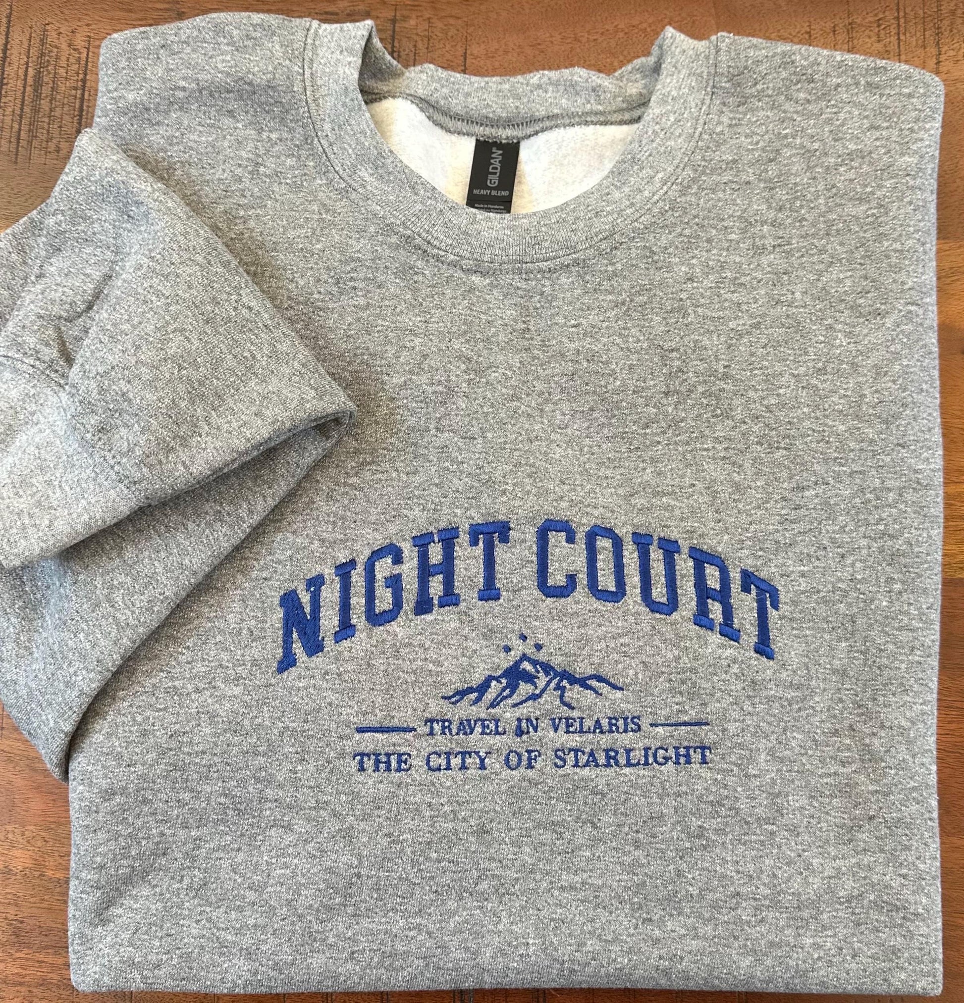 Night Court Embroidered Sweatshirt, Velaris City of Starlight ACOTAR Inspired Crewneck, Fantasy Bookish Embroidered Crewneck
