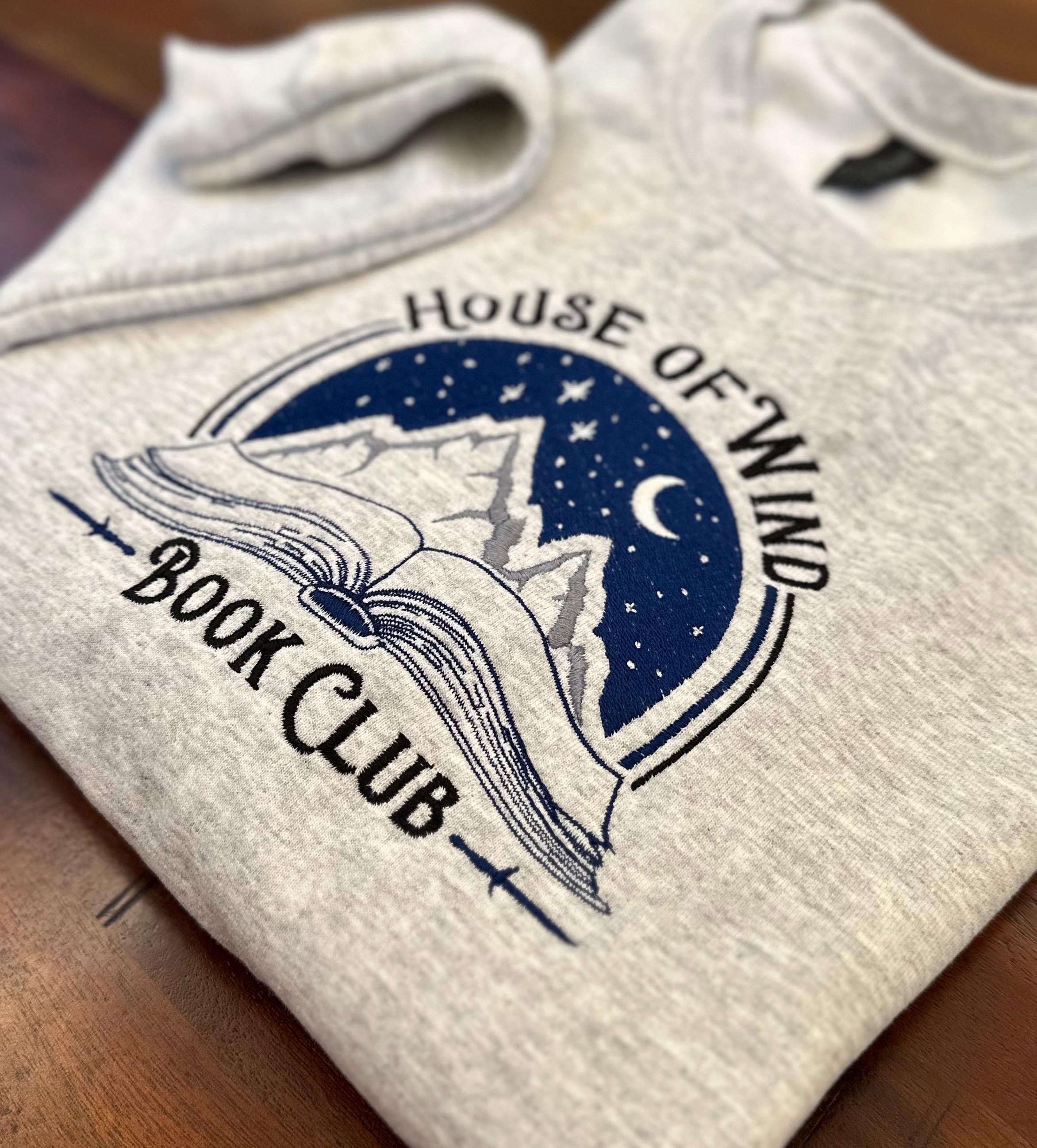 House of Wind Book Club Embroidered Sweatshirt, ACOTAR Inspired Cozy Reading Shirt, Fantasy Bookish Embroidered Crewneck VEMB54