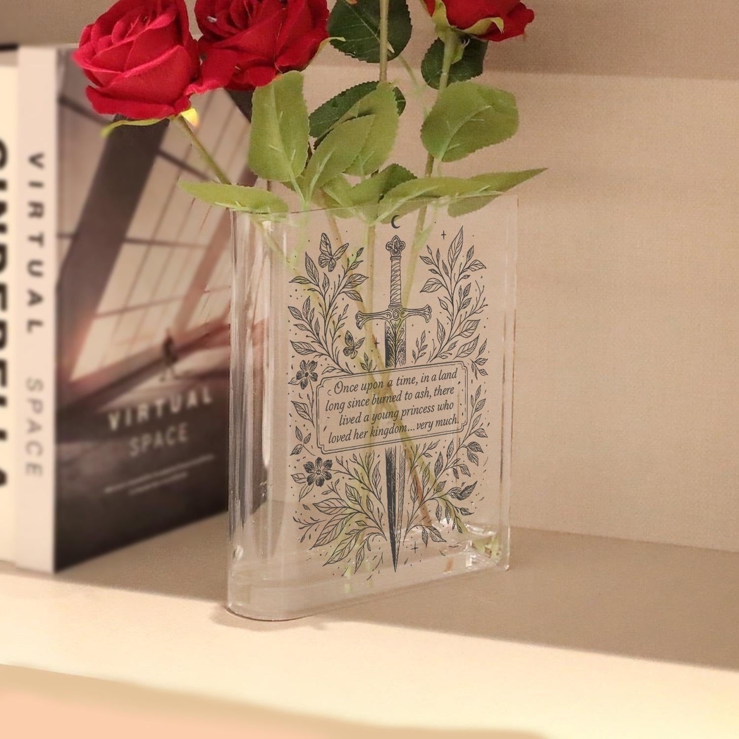 Throne of Glass Book Vase, Aelin Galathynius Quote Acrylic Vase, Once Upon a Time Fan Decor, ACOTAR Rhysand Bookish Vase, Book Lover Gift VLRBV33