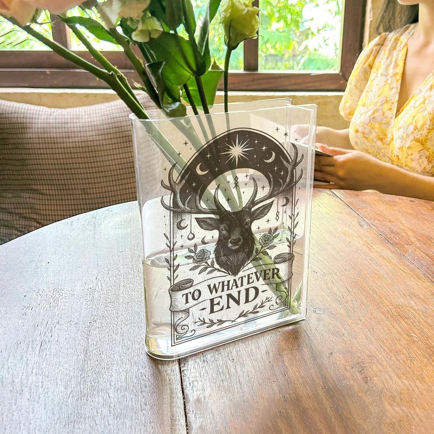 Terrasen Book Vase, To Whatever End Acrylic Vase, Throne of Glass SJM Decor, Aelin Galathynius Fantasy Bookshelf Vase, Book Lover Decor VLRBV34