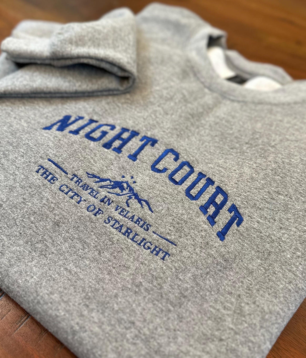 Night Court Embroidered Sweatshirt, Velaris City of Starlight ACOTAR Inspired Crewneck, Fantasy Bookish Embroidered Crewneck