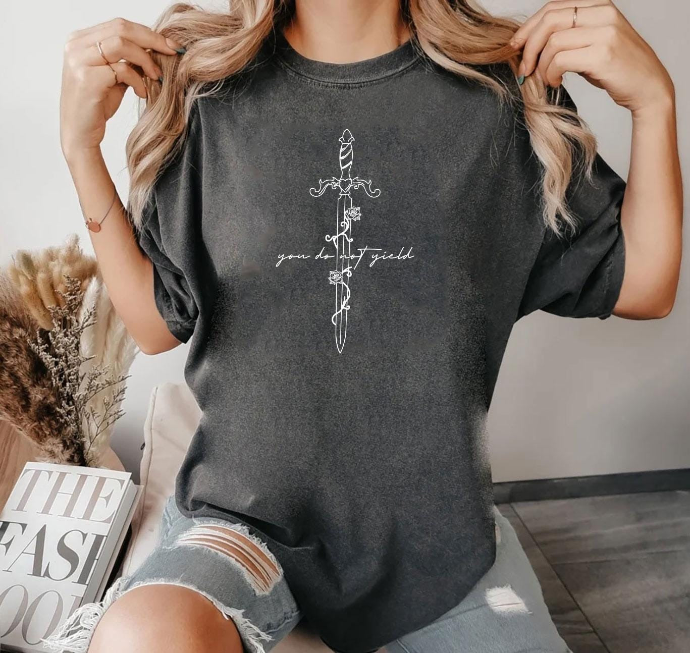 Throne of Glass Shirt, You Do Not Yield T-Shirt, Sarah J Maas Bookish Sweater, Fantasy Sword Graphic Top