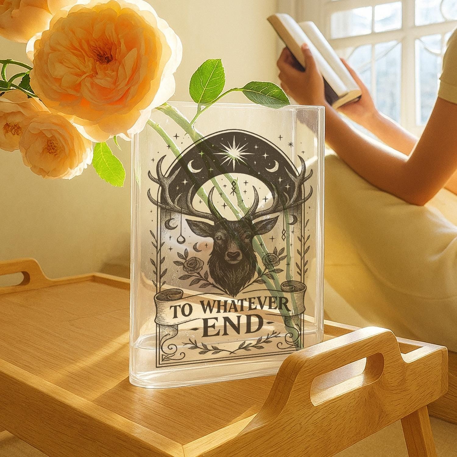 Terrasen Book Vase, To Whatever End Acrylic Vase, Throne of Glass SJM Decor, Aelin Galathynius Fantasy Bookshelf Vase, Book Lover Decor VLRBV34