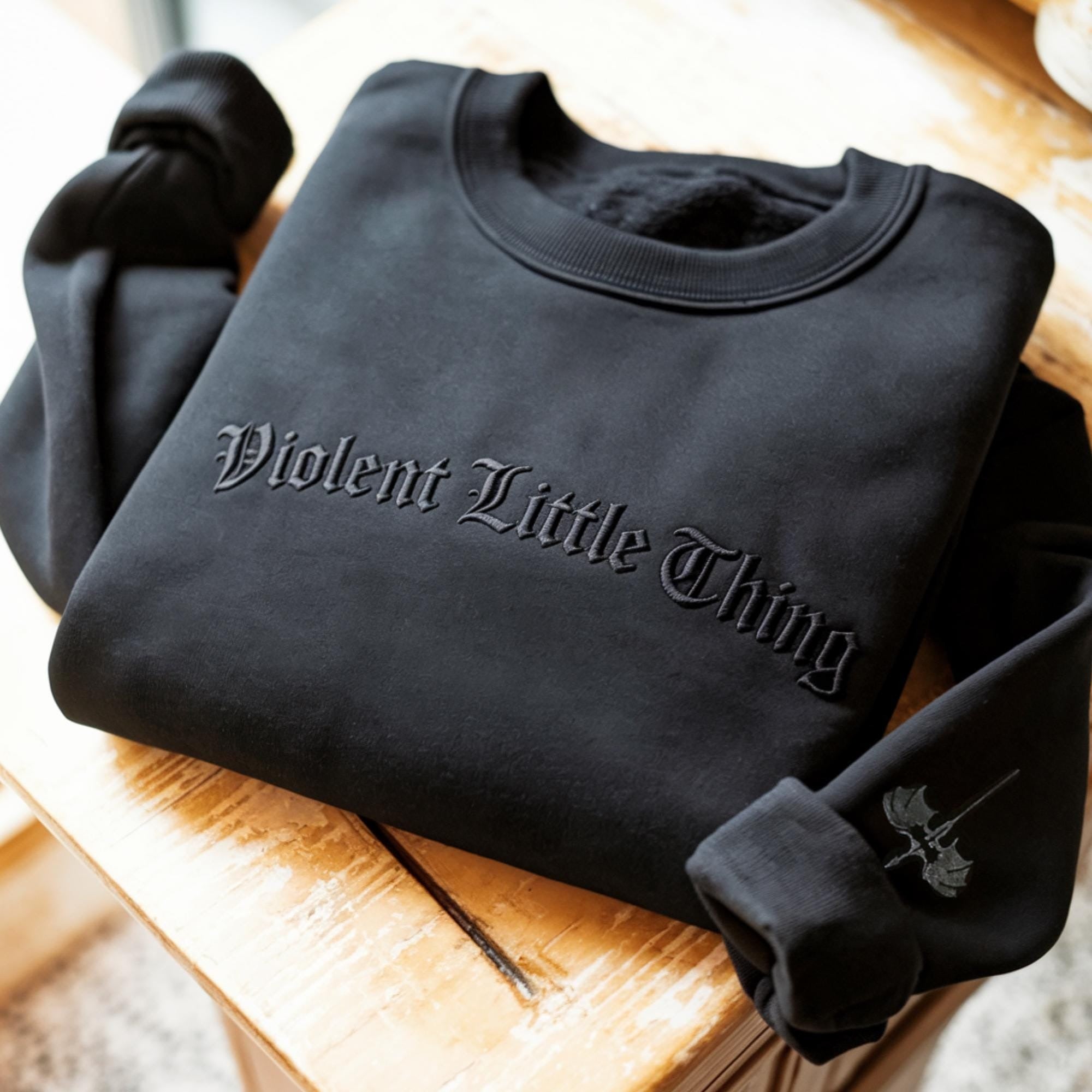 Violent Little Thing Embroidered Sweatshirt, ACOTAR Merch, Nesta Archeron Sweater, SJM Embroidered Crewneck, Maas Universe Bookish Gift VEMB63