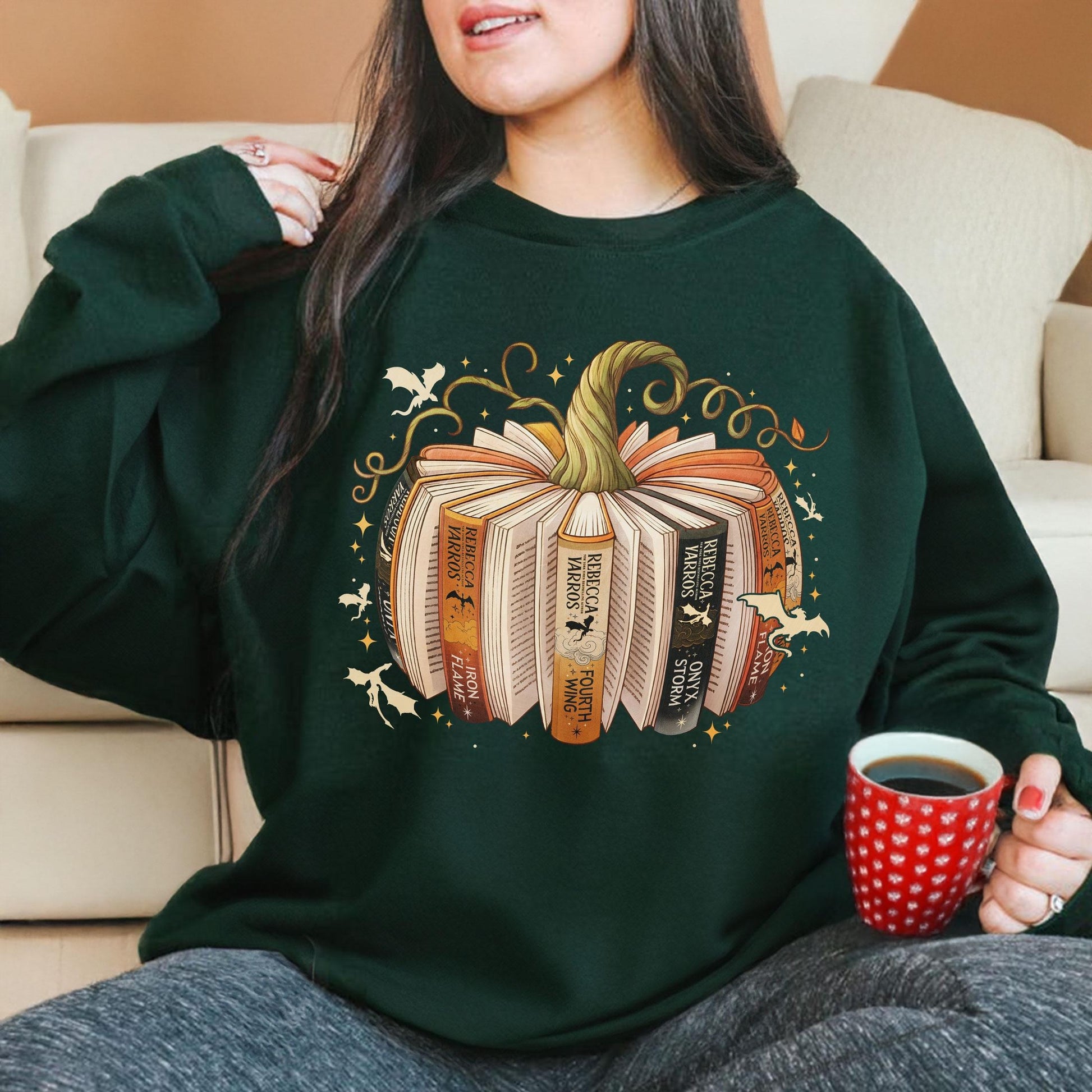 Fourth Wing Book Pumpkin Sweatshirt, Halloween Fourth Wing Shirt, Dragon Lover Gifts, Book Lover Tee, Iron Flame Onyx Storm Fan Shirt