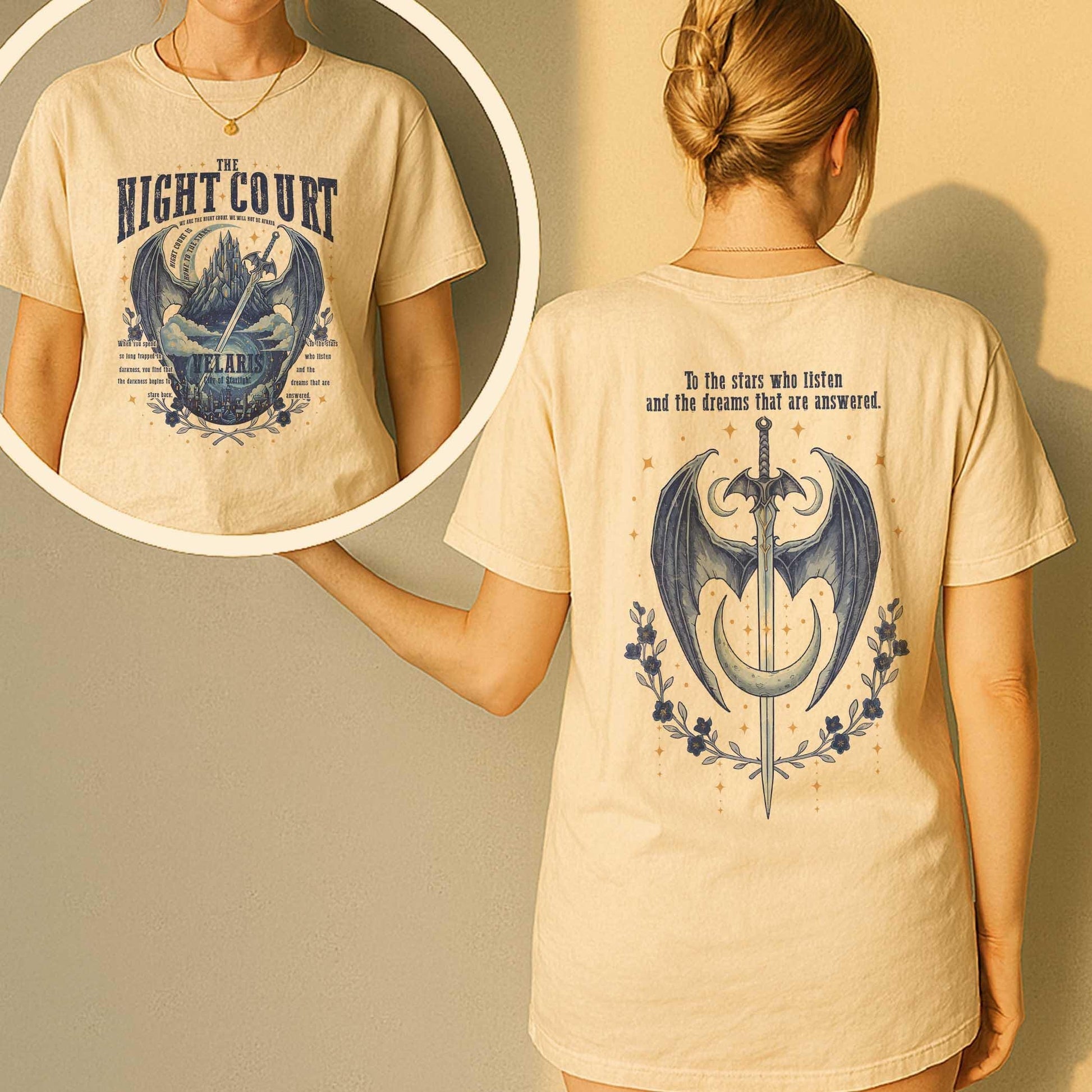 Night Court Velaris T-Shirt, ACOTAR Bookish Shirt, To The Stars Who Listen Tee, Sarah J Maas Fantasy Fan Gift
