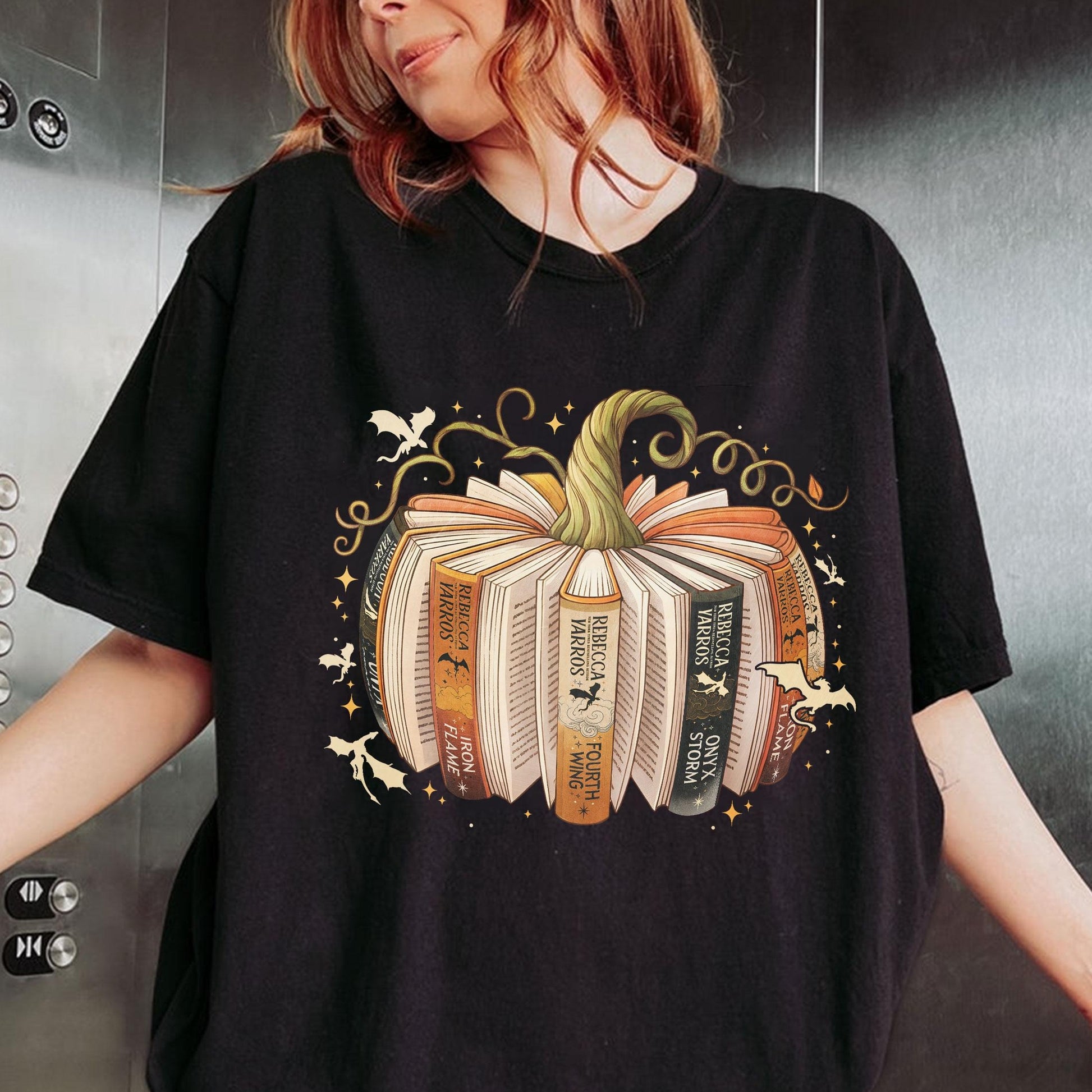 Fourth Wing Book Pumpkin Sweatshirt, Halloween Fourth Wing Shirt, Dragon Lover Gifts, Book Lover Tee, Iron Flame Onyx Storm Fan Shirt