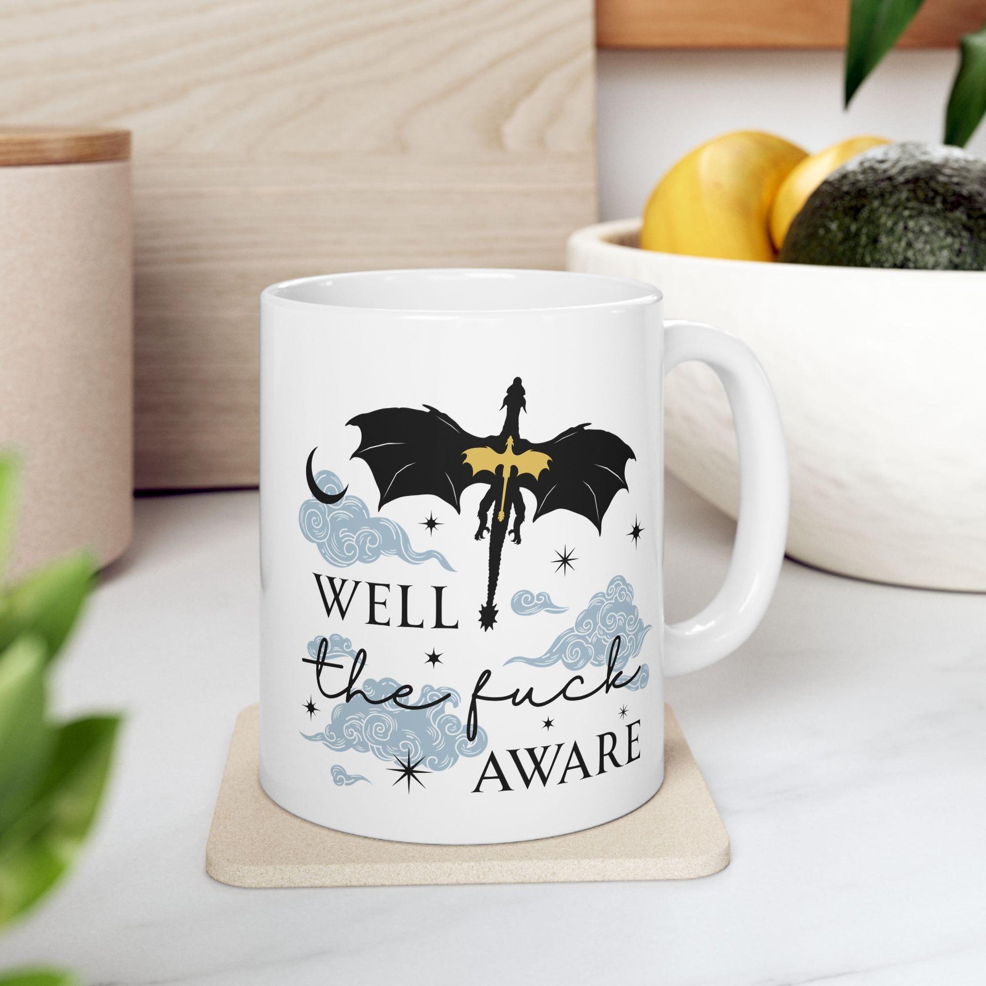 Fourth Wing Mug, Well Aware Quote Mug, Dragon Rider Coffee Cup, Rebecca Yarros Bookish Gift, Empyrean Series Fan Merch MGVLR59