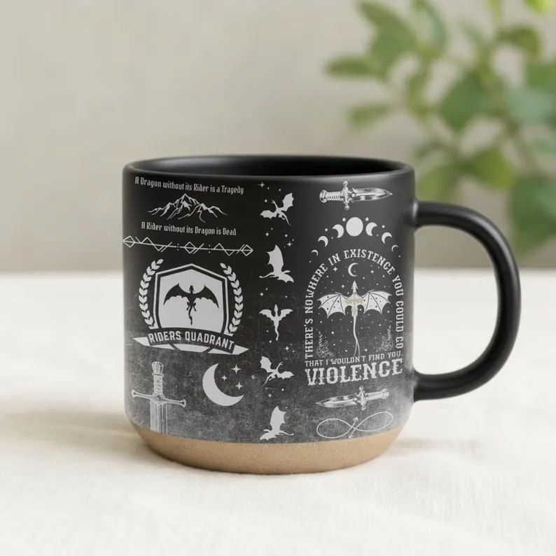 Riders Quadrant Mug, Fourth Wing Pottery Mug, Dragon Wings Pottery Mug, Fantasy Lover Mug, Basgiath War College Mug, Book Lover Gift