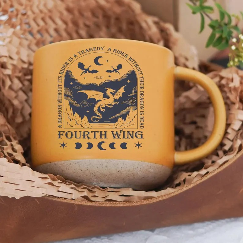 Fourth Wing Inspired Dragon Ceramic Mug, Fantasy Bookish Coffee Cup, Storm Dragon Art Mug, Gift for Book Lovers, Cozy Reading Aesthetic PMVLR12