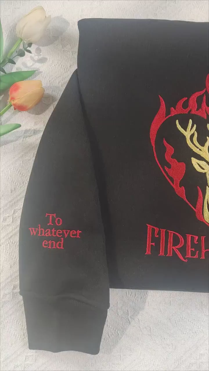 Embroidered Fireheart Sweatshirt, Throne Of Glass Embroidery Sweatshirt, Empire of Storms. VEMB20