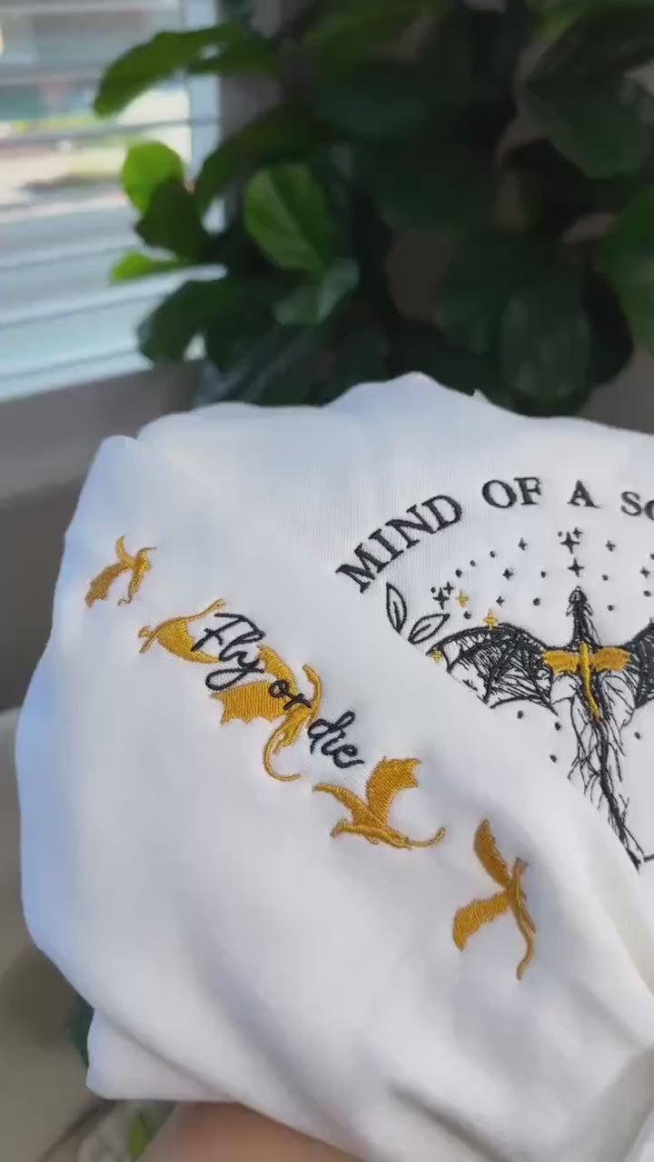 Embroidered Onyx Storm Sweatshirt, Mind of a Scribe sweatshirt, Dragon Sweatshirt. VEMB24