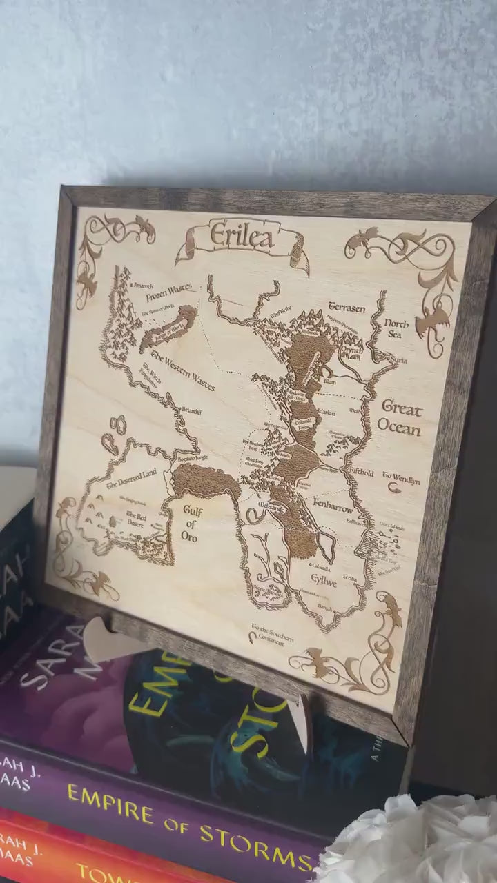 Erilea Map Wooden Wall Art, Throne of Glass Inspired Bookshelf Decor Throne of Glass Erile WSVLR02