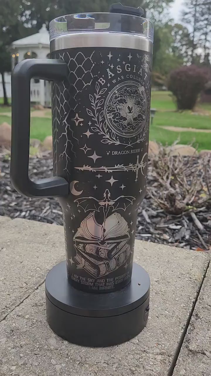 Fourth Wing Navarre Map 30oz/40oz Stainless Steel Tumbler with Laser Engraved Basgiath Dragon Design, VLR59