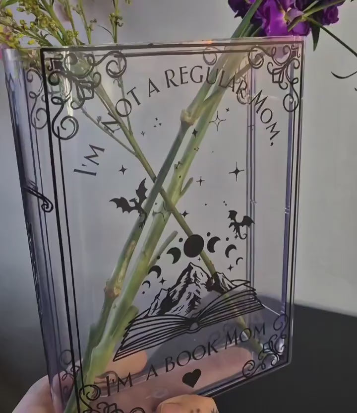 I'm A Book Mom Acrylic Book Vase, Velaris Acrylic Flower Vase, Book Lover Gift, Gifts For Book Lover, VLRBV12