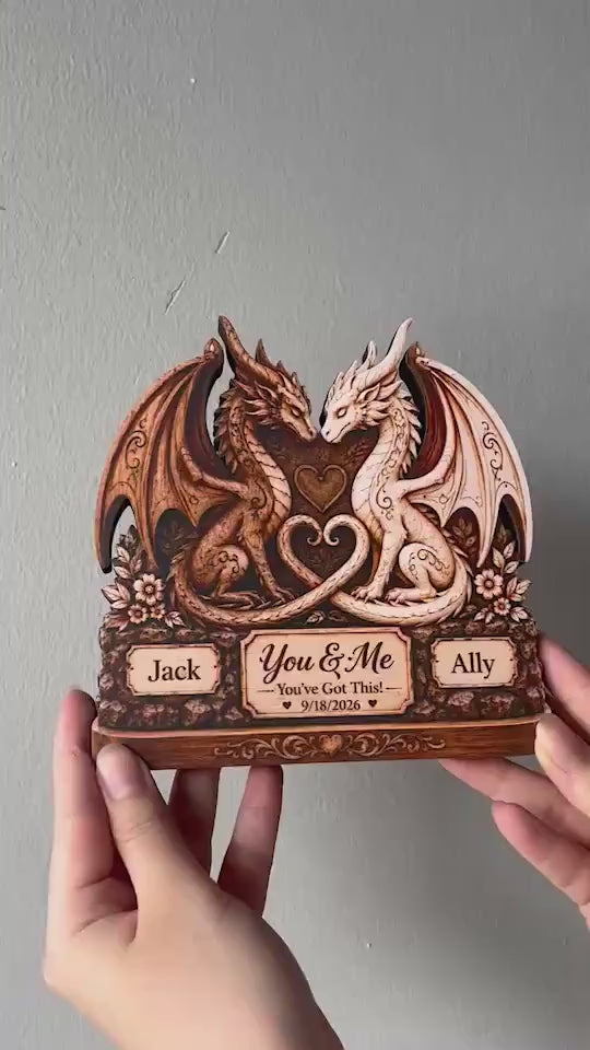 Custom Dragon Couple 2D Wooden Block,Fantasy Dragon Lover Gift,Anniversary Couple Gift,Romantic Dragon Decor,Gift For Her Him,Couple Gift – WBVLR10