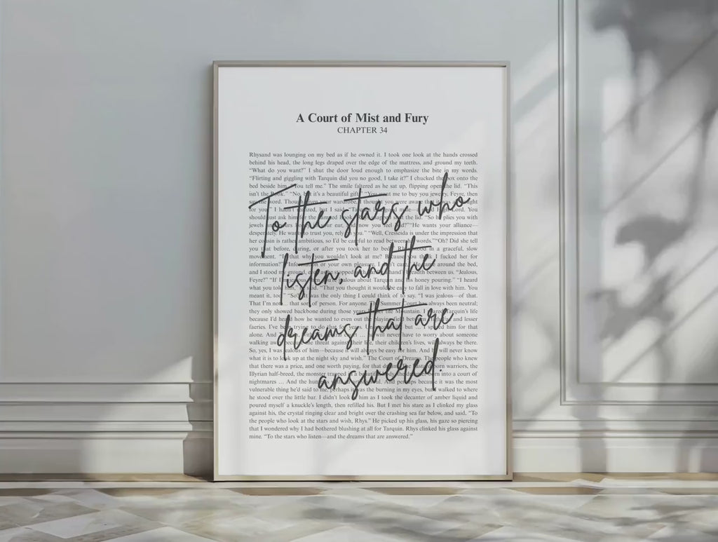 ACOTAR Quote Wall Art Print, To The Stars Who Listen, A Court of Mist and Fury Chapter 34 Poster, Rhysand Quote Decor, Sarah J Maas Bookish Gift  VLRP43