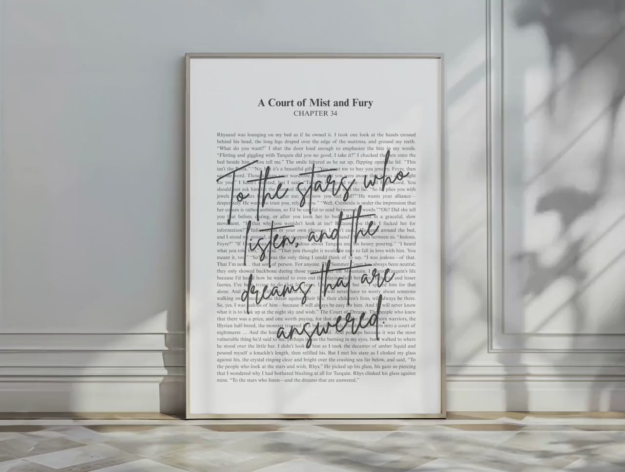 ACOTAR Quote Wall Art Print, To The Stars Who Listen, A Court of Mist and Fury Chapter 34 Poster, Rhysand Quote Decor, Sarah J Maas Bookish Gift  VLRP43