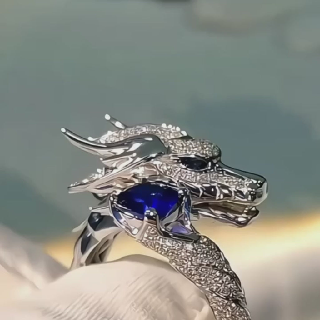 Fantasy Dragon Jewelry, Five Elements Dragon Ring, Gothic Statement Ring, Unique Jewelry Gift