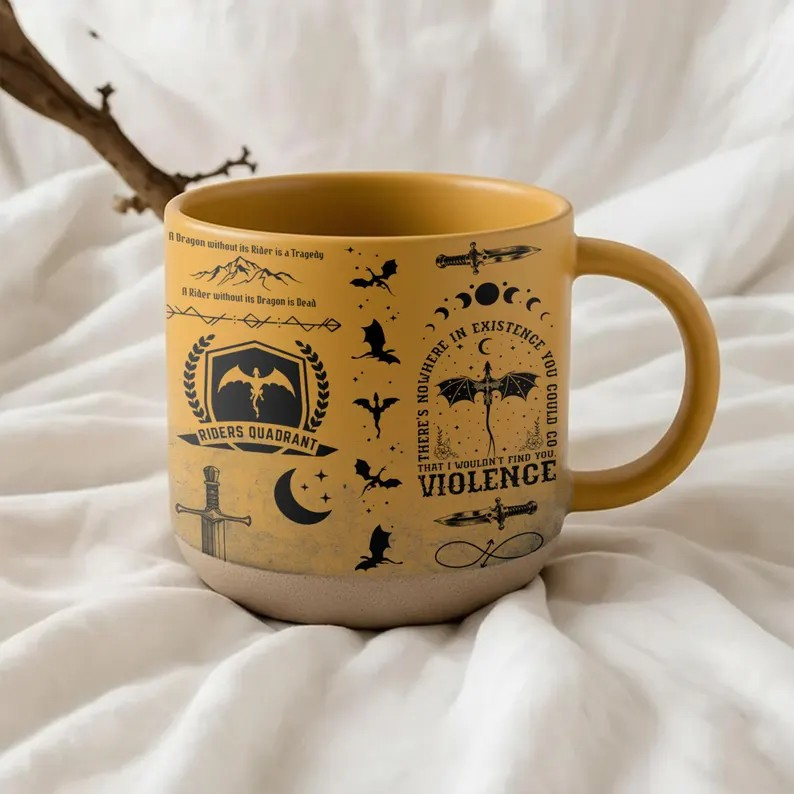 Riders Quadrant Mug, Fourth Wing Pottery Mug, Dragon Wings Pottery Mug, Fantasy Lover Mug, Basgiath War College Mug, Book Lover Gift