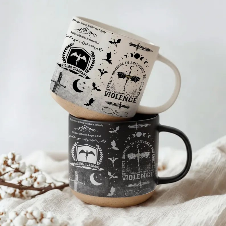 Riders Quadrant Mug, Fourth Wing Pottery Mug, Dragon Wings Pottery Mug, Fantasy Lover Mug, Basgiath War College Mug, Book Lover Gift