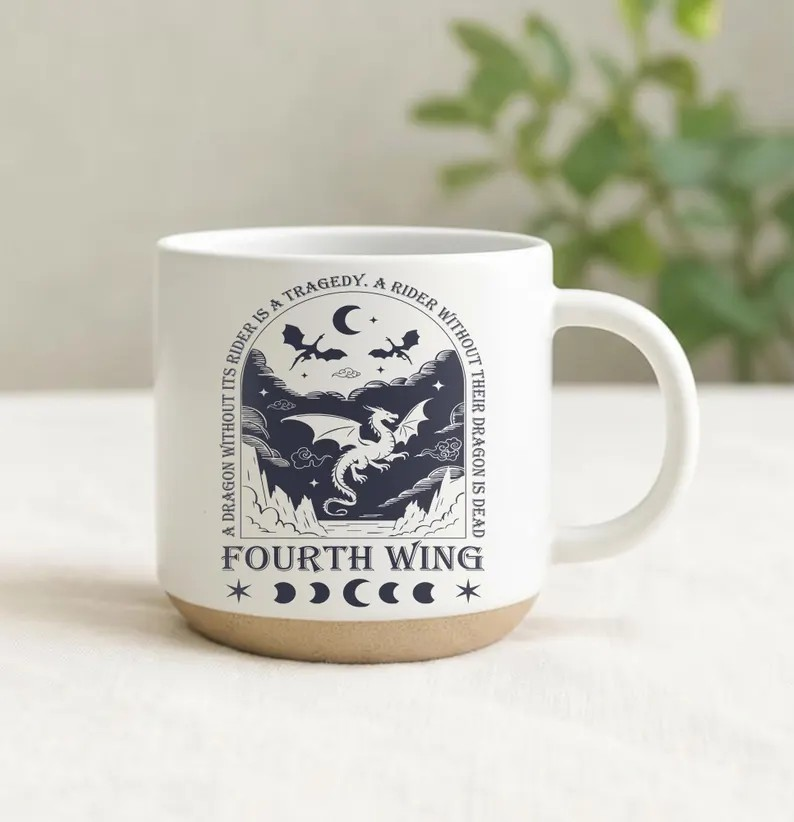 Fourth Wing Pottery Mug, Fourth Wing Inspired Decor, Fantasy Reader Gifts, Bookish Gifts, Bookish Dragon Mug, Dragon Lover Gift