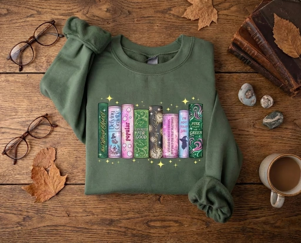 Wicked Book Lover Sweatshirt, Changed For Good Broadway Books Crewneck, Defy Gravity Literary Sweater, Cute Musical Theatre Gift, Cozy Bookish Pullover