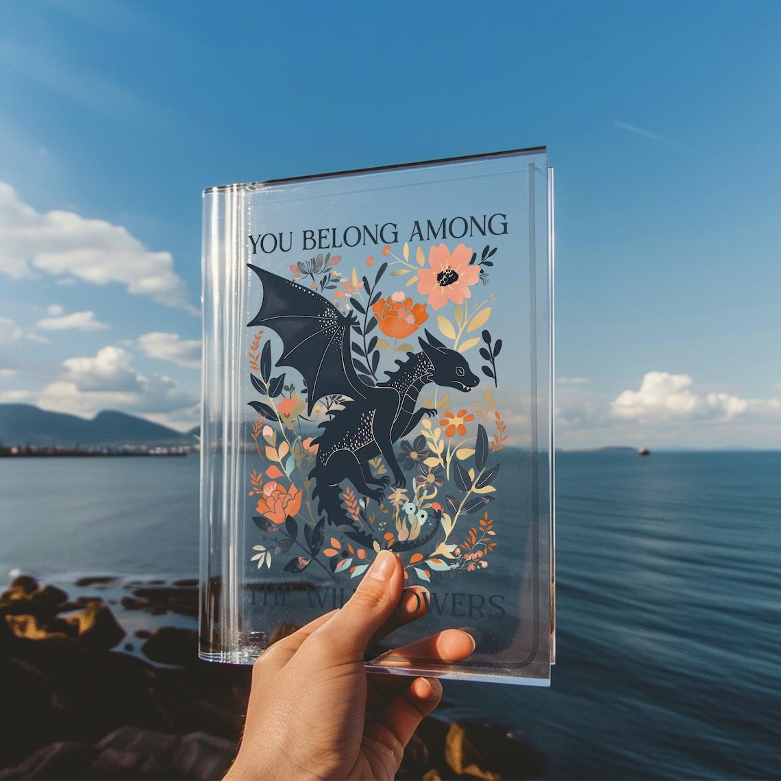 Abraxos Flower Book Vase, Fantasy Bookshelf Decor, Book Acrylic Vase for Flowers, Fantasy Dragon Bookish Book Shaped Vase, Exchange Gift, VLRBV13