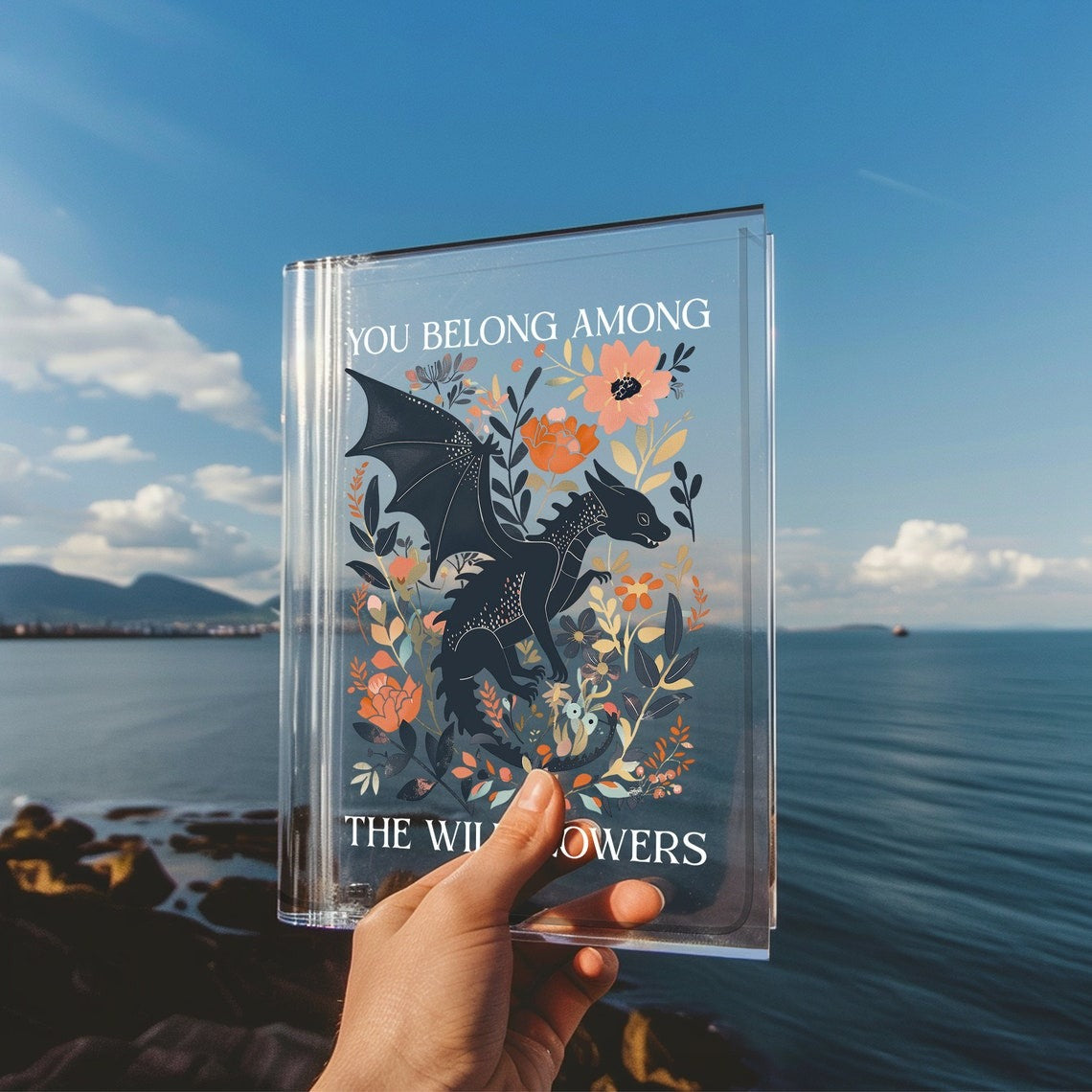 Abraxos Flower Book Vase, Fantasy Bookshelf Decor, Book Acrylic Vase for Flowers, Fantasy Dragon Bookish Book Shaped Vase, Exchange Gift, VLRBV13