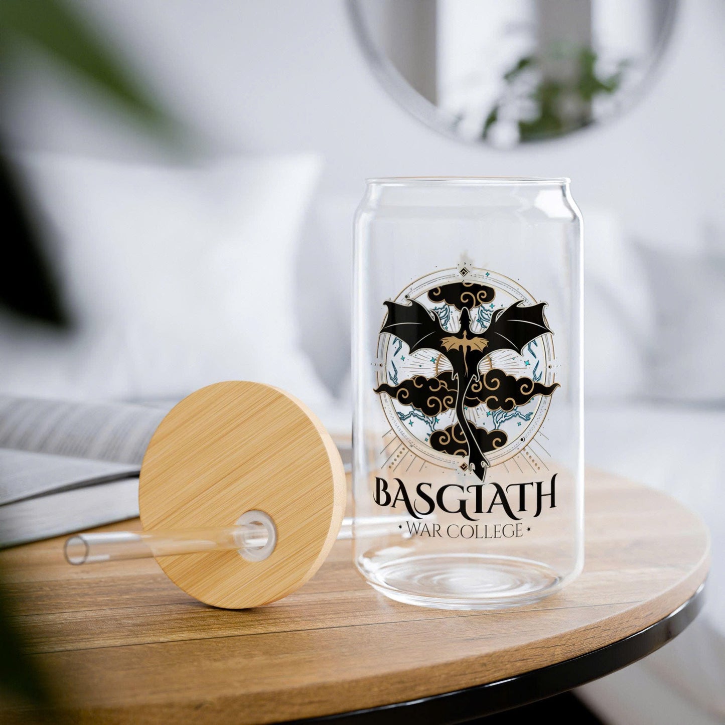Fourth Wing Inspired Glass Cup, Basgiath Dragon Tumbler, Fantasy Bookish Gift, Iced Coffee Can for Readers, Book Club Gift, Onyx Storm Merch. GLVLR01
