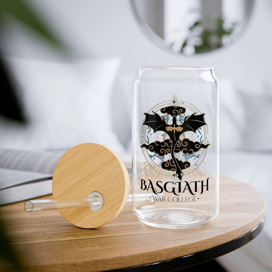 Fourth Wing Inspired Glass Cup, Basgiath Dragon Tumbler, Fantasy Bookish Gift, Iced Coffee Can for Readers, Book Club Gift, Onyx Storm Merch. GLVLR01