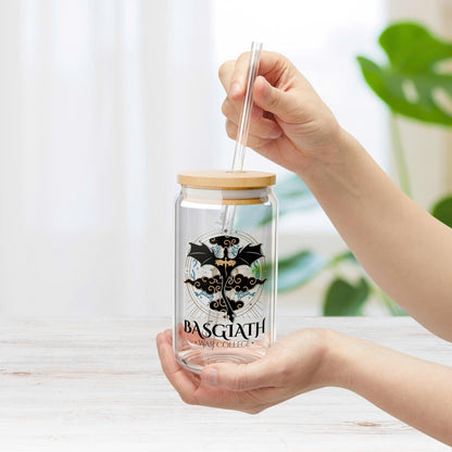 Fourth Wing Inspired Glass Cup, Basgiath Dragon Tumbler, Fantasy Bookish Gift, Iced Coffee Can for Readers, Book Club Gift, Onyx Storm Merch. GLVLR01