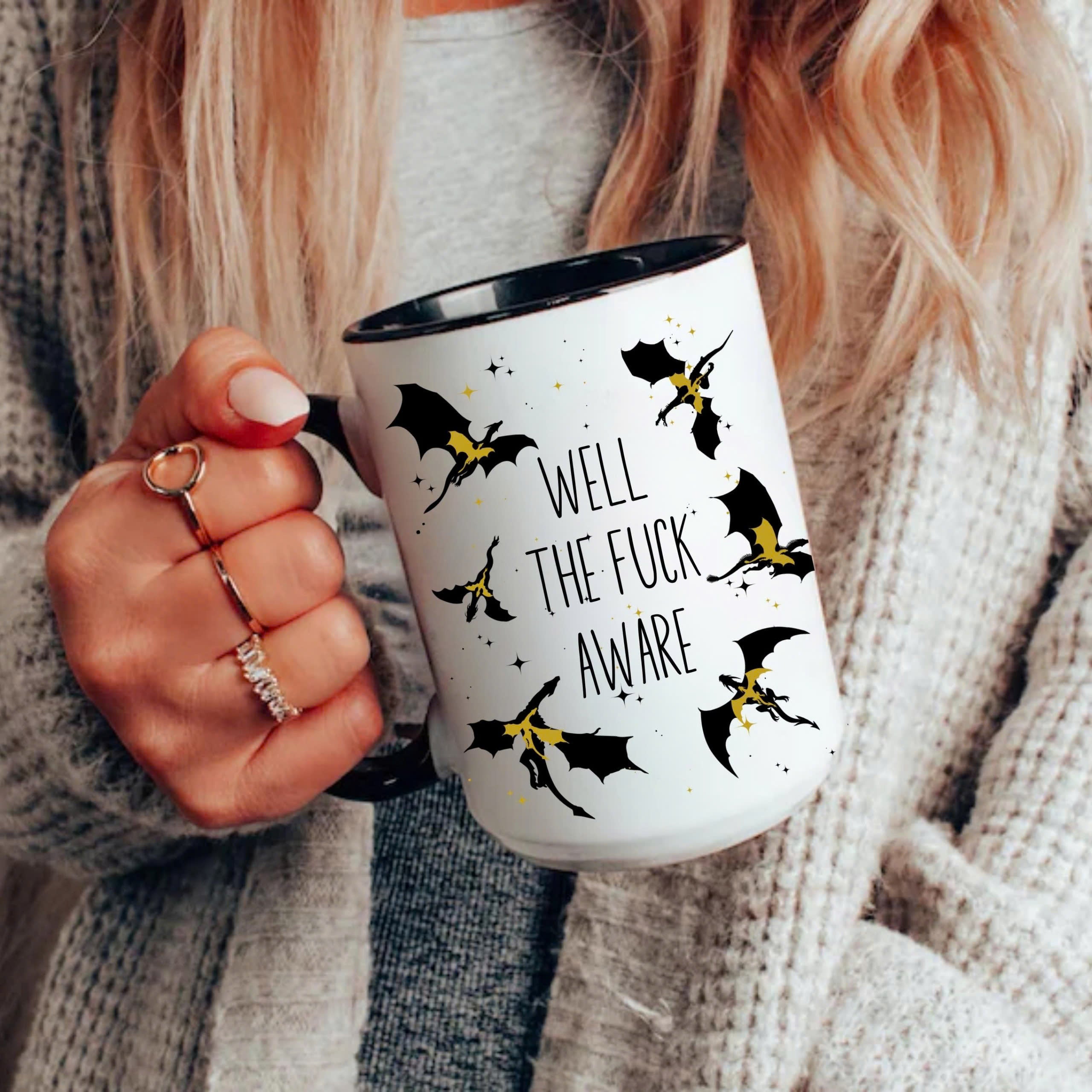 Well The Fuck Aware, Xaden Riorson Quote, Fourth Wing Mug, Onyx Storm Mug, Fourth Wing Merch, Basgiath War College Bookish Gift for Readers. MGVLR01