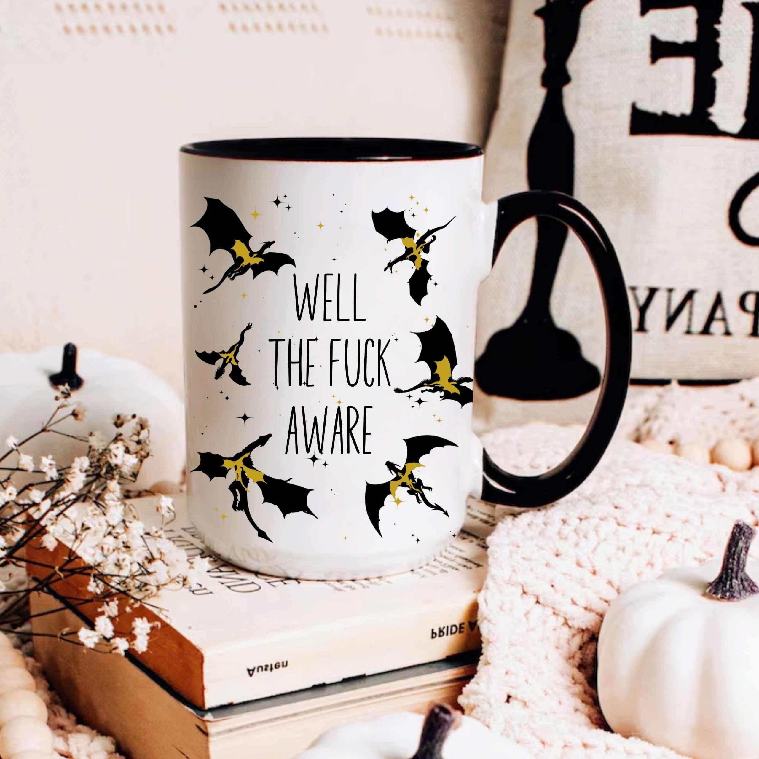 Well The Fuck Aware, Xaden Riorson Quote, Fourth Wing Mug, Onyx Storm Mug, Fourth Wing Merch, Basgiath War College Bookish Gift for Readers. MGVLR01