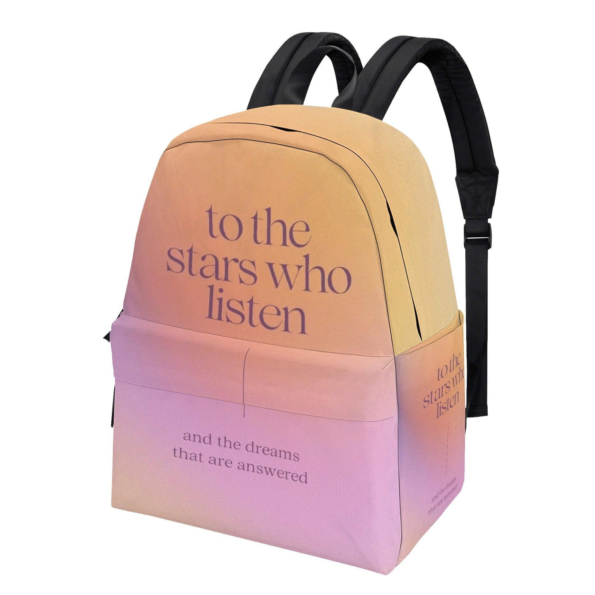ACOTAR Backpack Quote, To the Stars Who Listen and the Dreams, Pastel Gradient Bookish Backpack Gift. BPVLR01