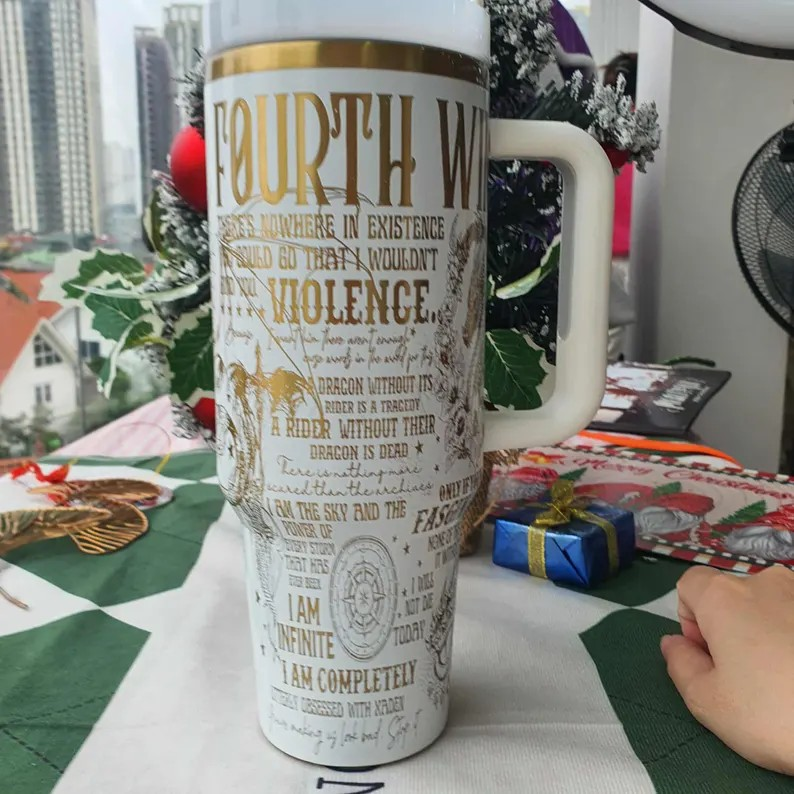 Fourth Wing Bath College 30oz/40oz Stainless Steel Mug with Engraved Dragon Riding Design, VLR58